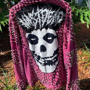 Pink spike Denim punk jean jacket